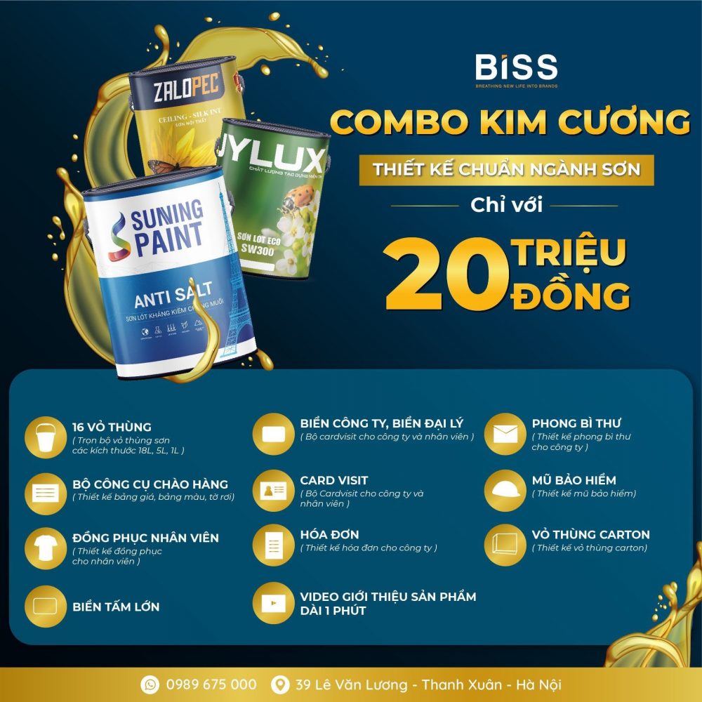 Thiết kế vỏ thùng sơn combo Kim Cương
