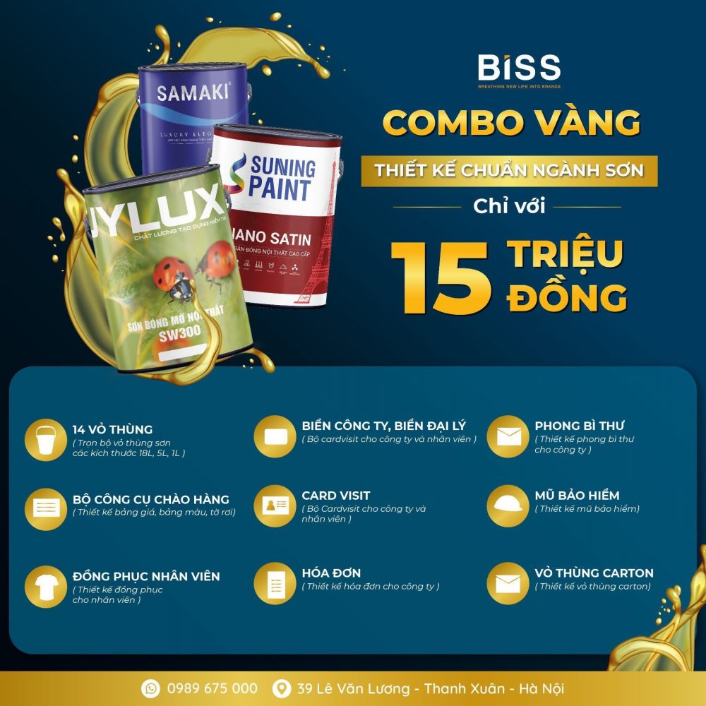 Thiết kế vỏ thùng sơn combo Vàng